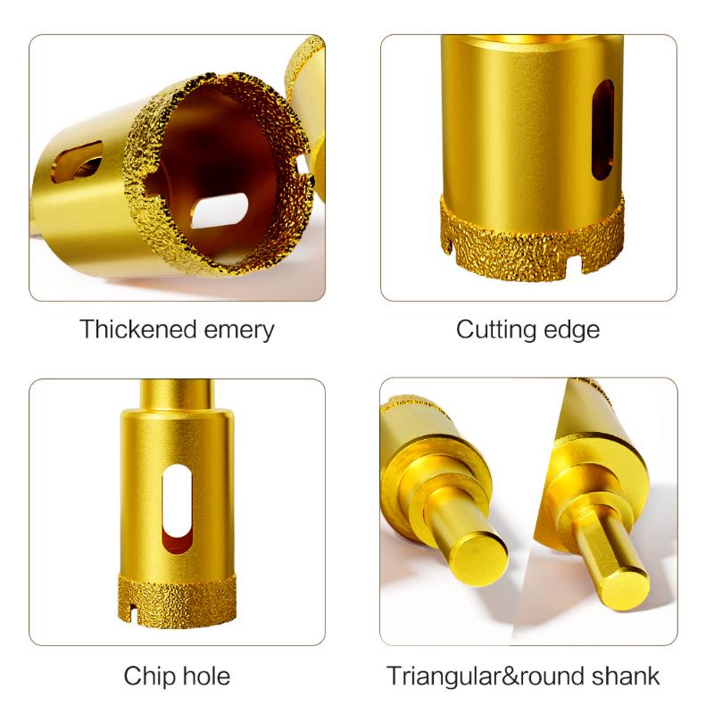 6-35mm Hole Saws Diamond Drill Bits Set Triangle Shank for Glass/Tile/Granite Brazed Diamond Coated Ceramic Drill Kit Marble Cut