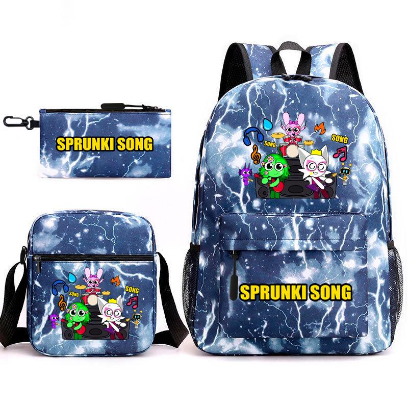 3D New Game Rhythm Box Sprunki School Bag Backpack Elementary and Secondary School Backpack Crossbody Bag Pencil Bag D