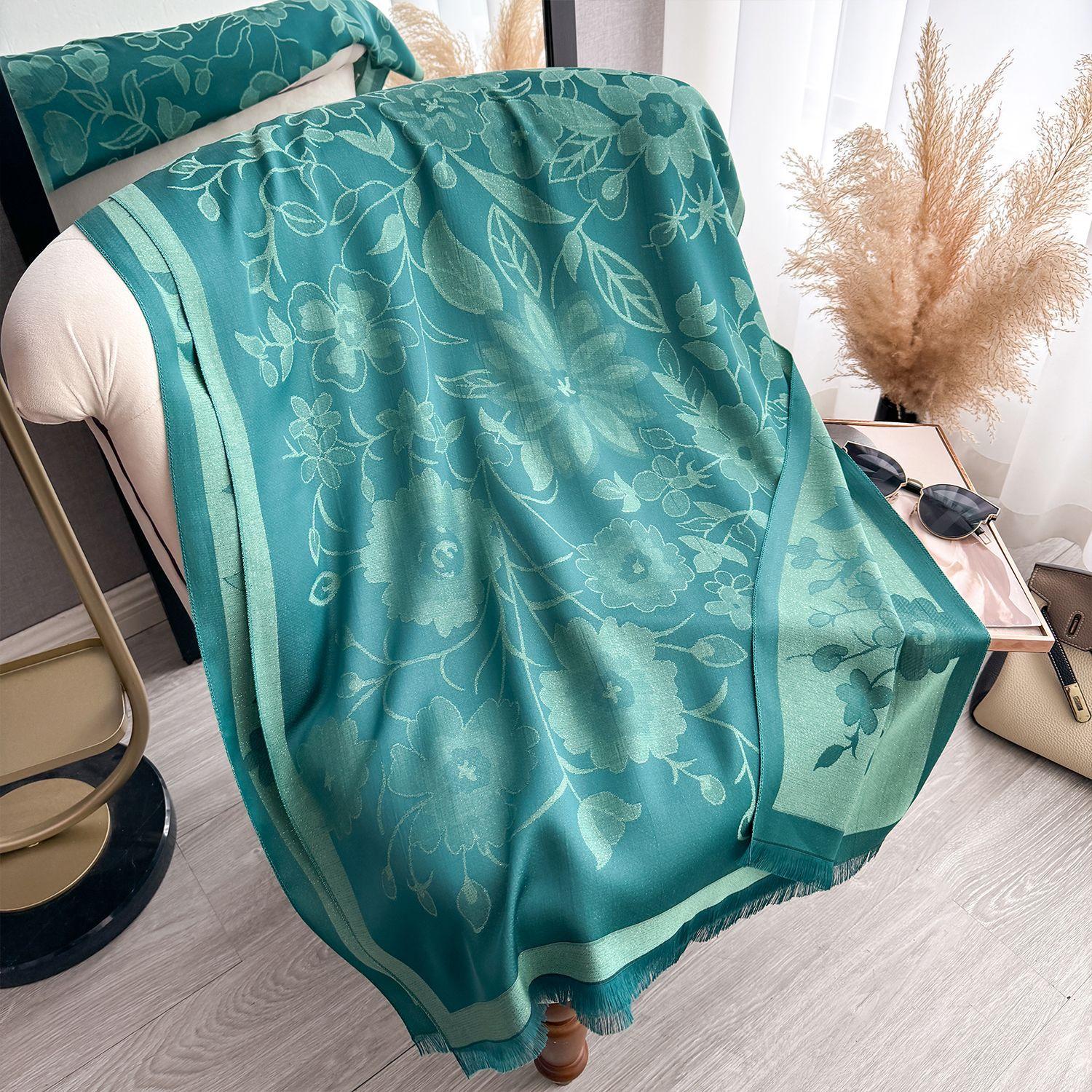 

Девичий стиль Контрастные цвета Весенне-летний Двусторонний Тенсел Хлопок Шарф Зимняя Высококлассная Теплая Шаль Тонкий 180cm зелёный