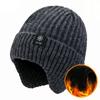 Winter Warm Knit Beanie for Men Fleece Lined with Ear Protection Thickened Soft Polyester Beanie Adjustable Grip Beanie