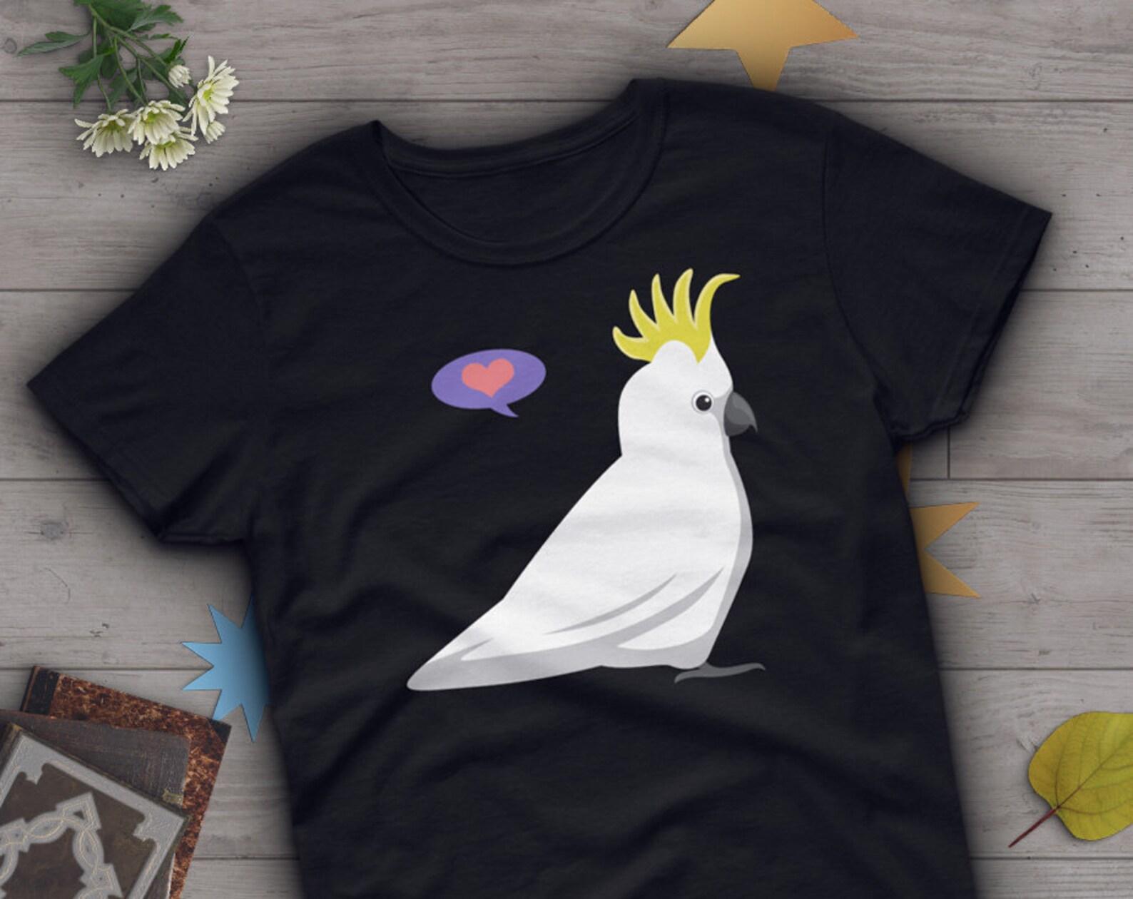 Sulphur Crested Cockatoo Shirt, , Parrot Lover Gift, Cute Bird T-shirt, Pet Cockatoo Tshirt, Citron, Lesser, Greater, Eleonora 150