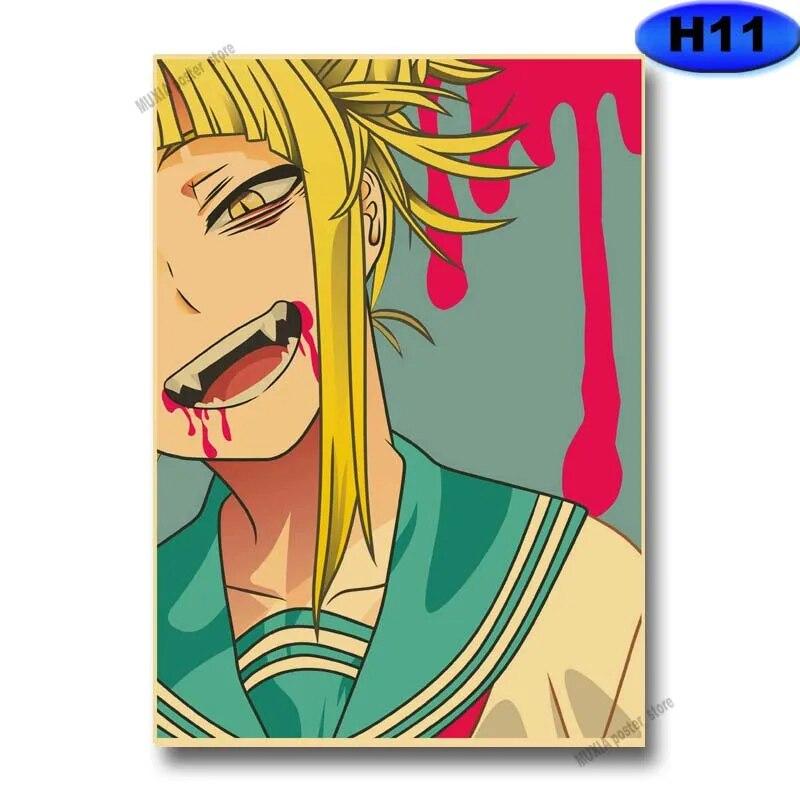 Classic Anime Character Posters Demon Slayer/Attack On Titan/Jujutsu Kaisen Poster Kraft Paper Sticker Home Room Wall Art Decor