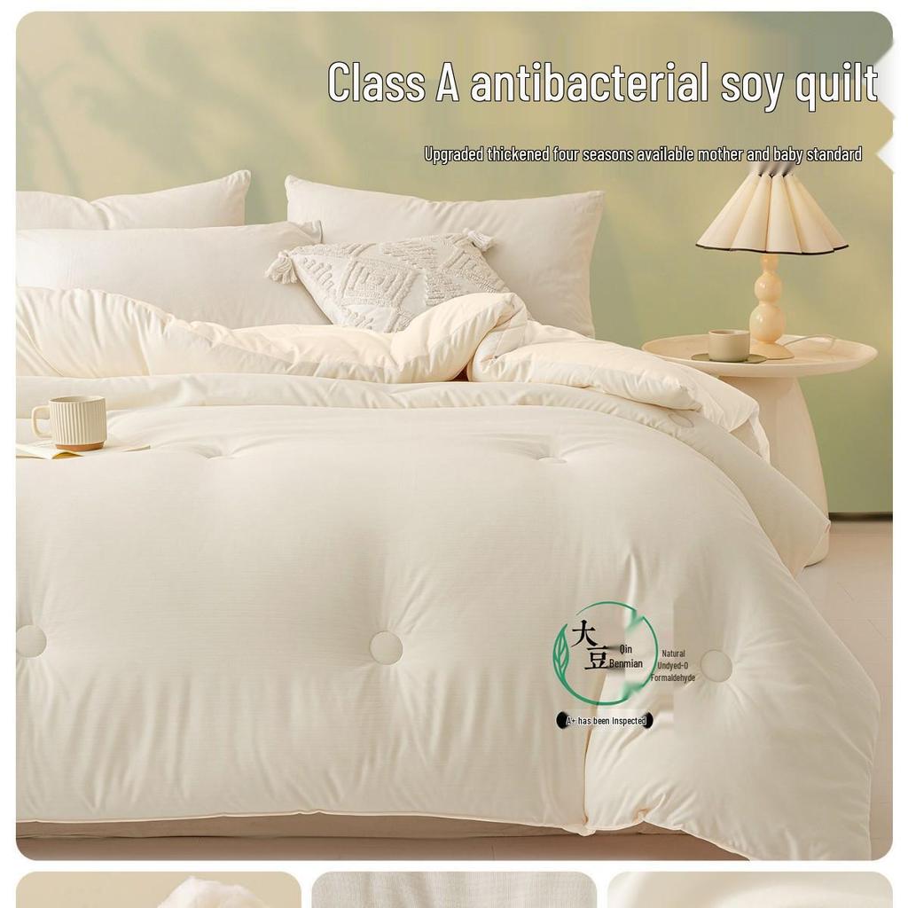 Thickened Soybean Fiber Quilt - Warm, Cold-Proof Bedding for Dormitory - Double-Sized, Perfect for All Seasons.