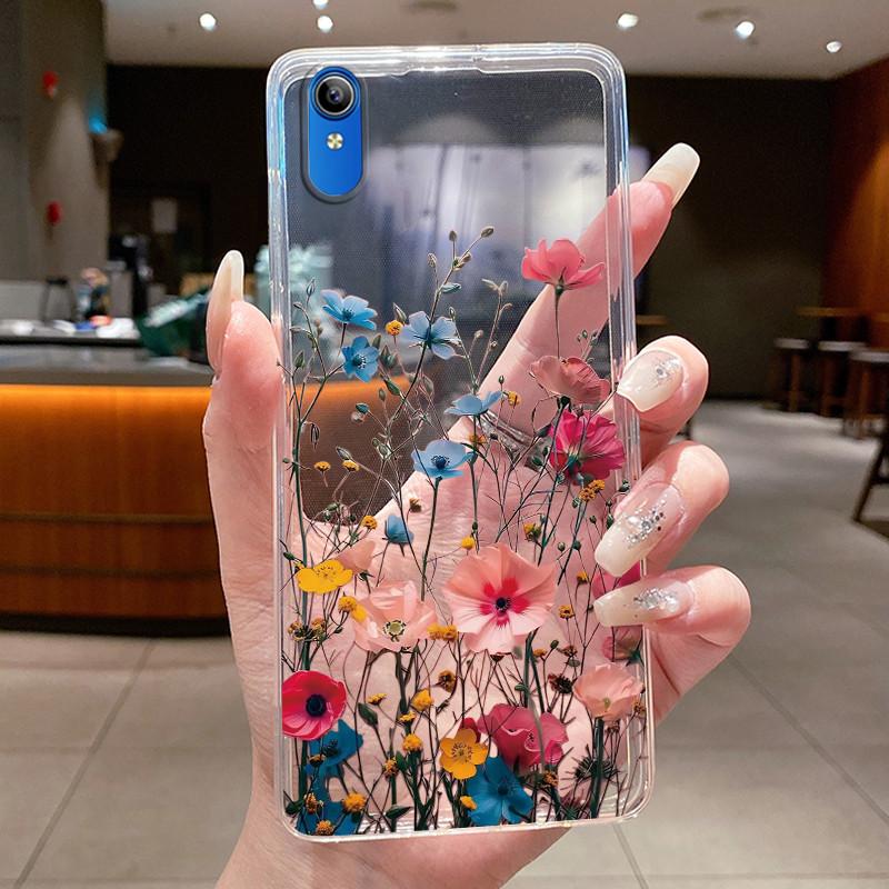 Para Vivo 2015 / Y91C / Y1S / 1820 Carcasa Transparente Nuevo Diseño Flor Silicona Suave Funda Parachoques Para VIVO Y91C/1820 TPU Funda para Teléfono