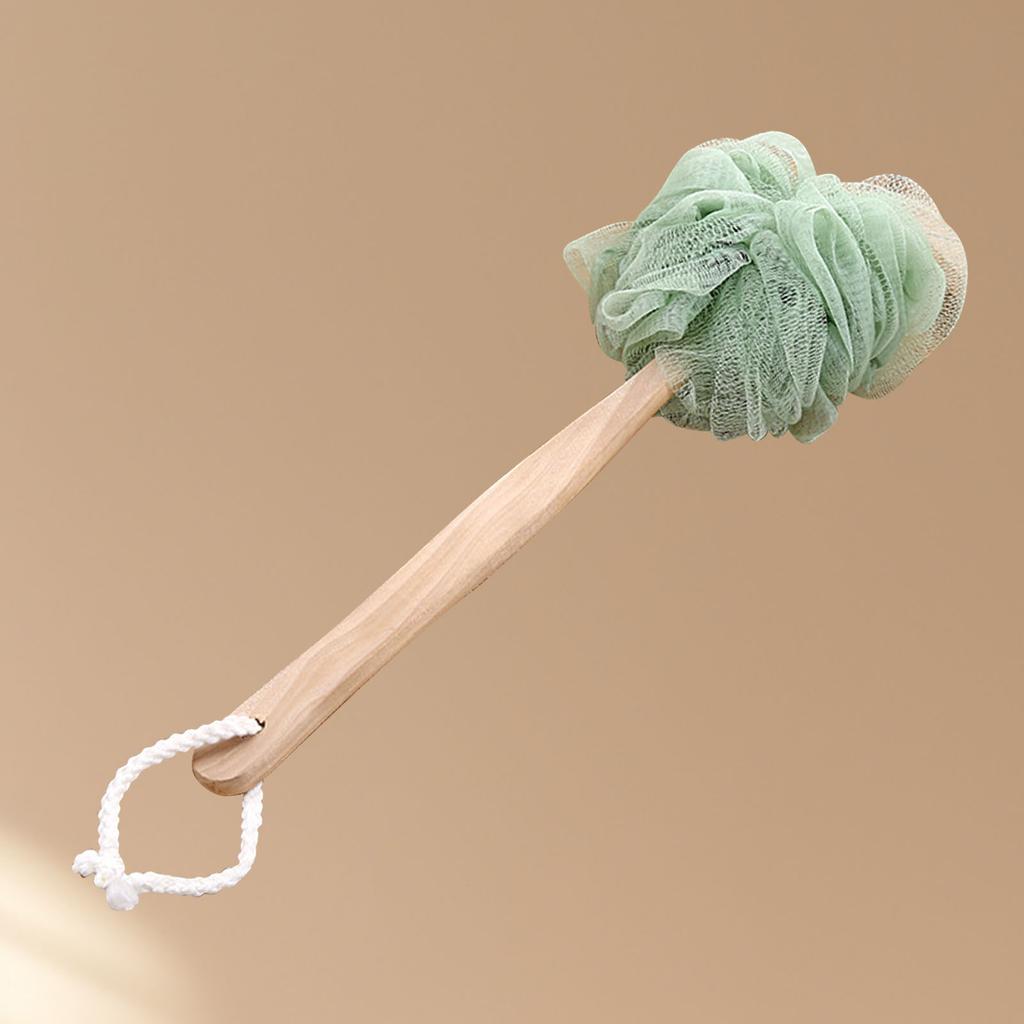 Långhandtagad Kroppsskrubbare Rengöring Badskrubb Badskrubbboll för Badrumsdusch Grön