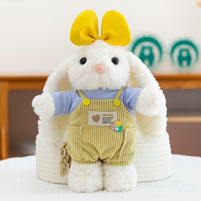 New dress bunny plush toy cartoon overalls long-eared rabbit doll soothing doll