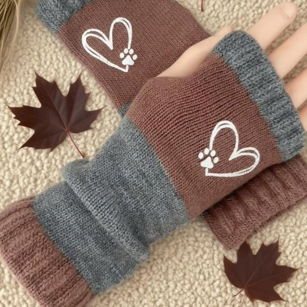 Trendy Fingerless Gloves Elastic Cuffs Knitted Decorative Gloves Warm Gloves Sleeve Covers Office