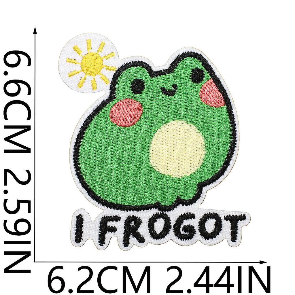 Animated Frog Embroidery Cloth Sticker Knife Frog Patch Sticker Clothes Decoration Milk Tea Frog Computer Embroidery Sticker Ironing