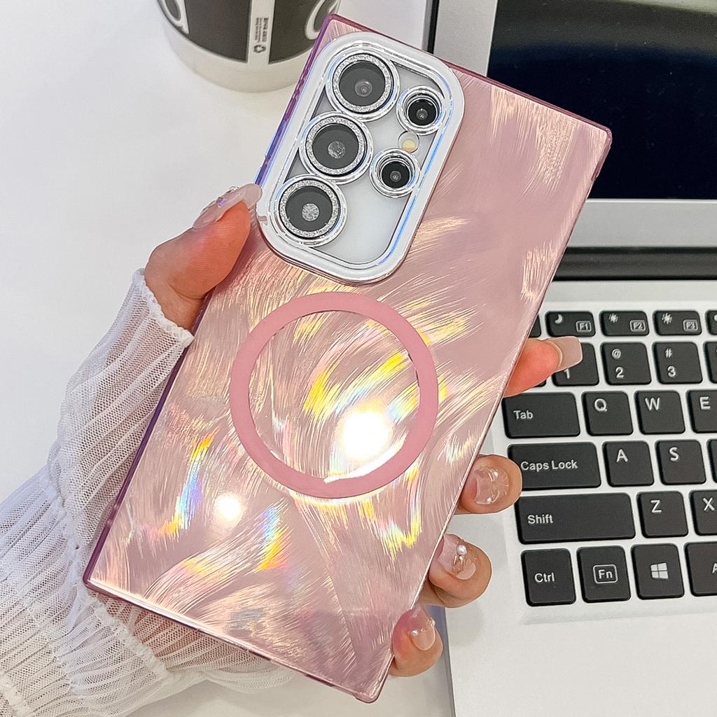 Pro pouzdro Samsung Galaxy S24 Ultra Kompatibilní s MagSafe IMD Design PC+TPU Kryt na telefon s fólií na skleněný objektiv