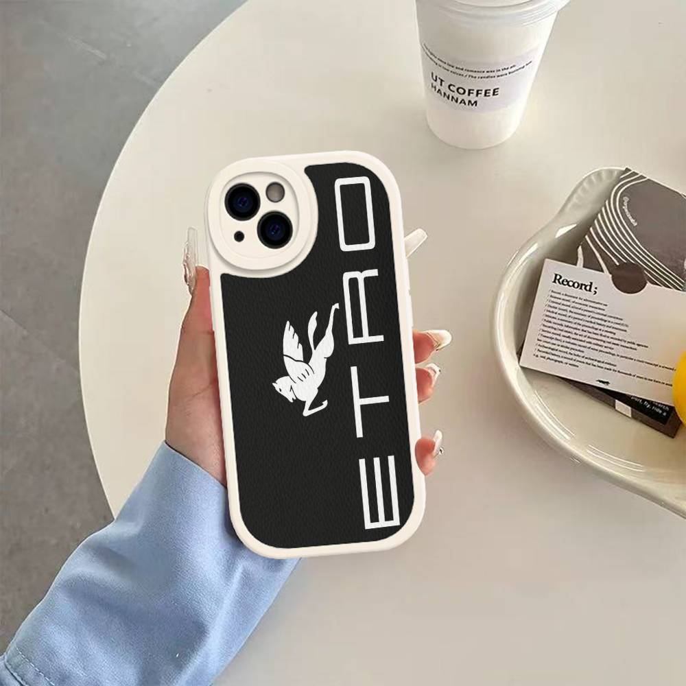 

Luxuxy E-ETRO Logo For IPhone 16 15 14 13 12 11 Pro Max Plus Shockproof Leather Soft Phone Cover iPhone 16