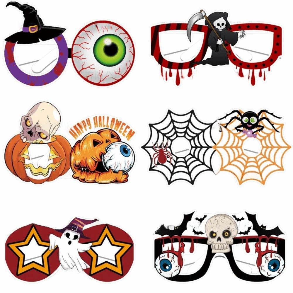 6 pcs Funny Cosplay Eyeglass Spider Design Party Photo Props Halloween Paper Glasses  Party
