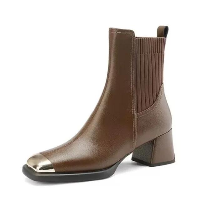 Half High Boots for Women Autumn Leather Winter 2025 Trend Mid Calf Shoes Woman Comfortable and Elegant Gyaru Footwear Goth Hot