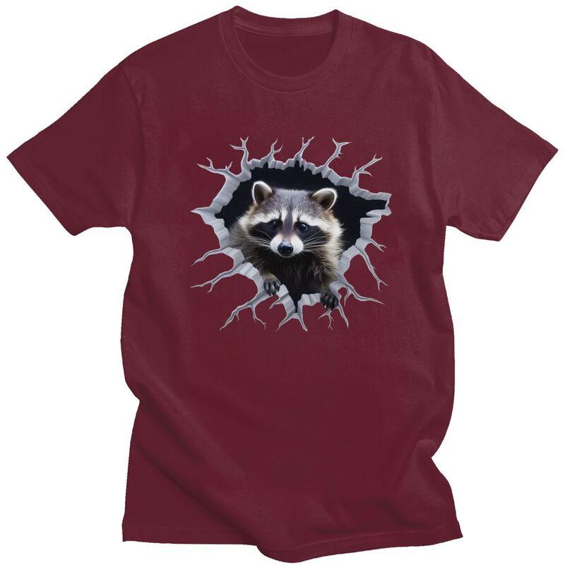Custom Funny Raccoon T Shirts Men 100 Cotton Tee Tops Tshirts Casual Tshirt Clothing