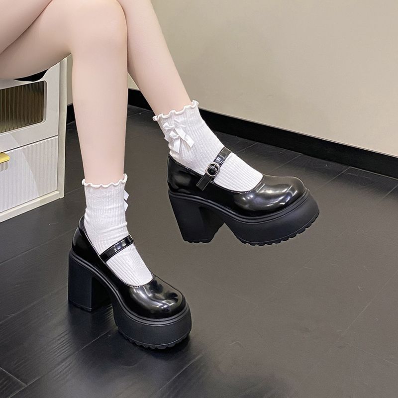 Mary Jane Shoes For Women With High Heel Pu Material Casual Spring Footwear