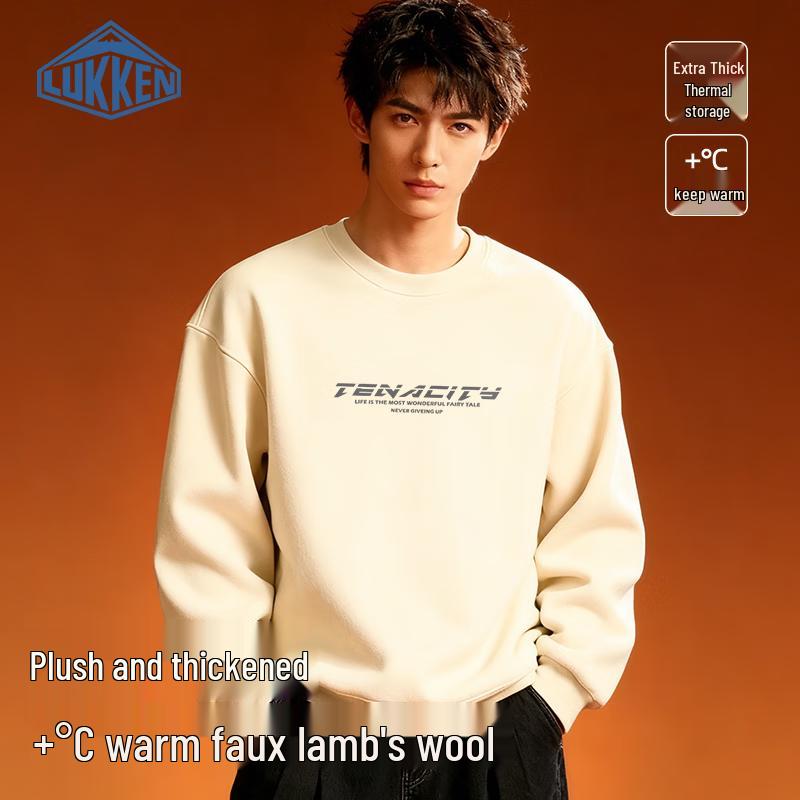 LUKKEN Men's Thickened Fleece-Lined Round Neck Sweatshirt