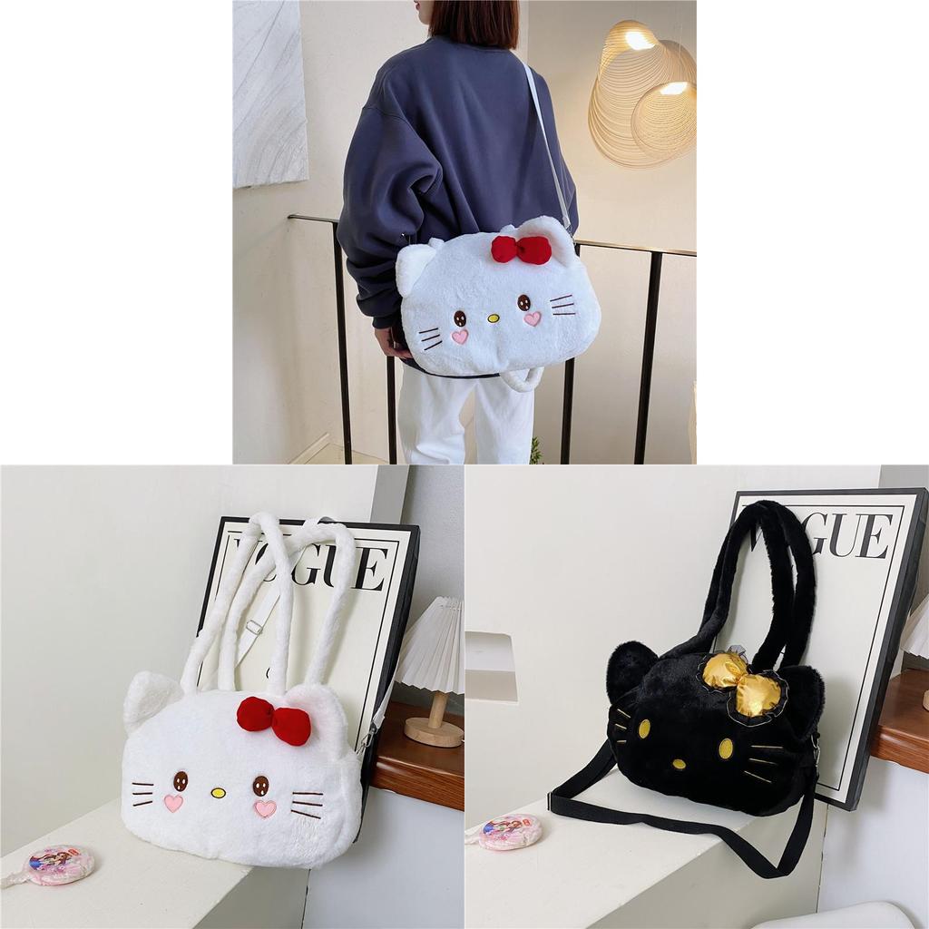 Sac Cabas Peluche Hello Kitty Avec Fermeture Éclair Pour un Usage Quotidien Décontracté