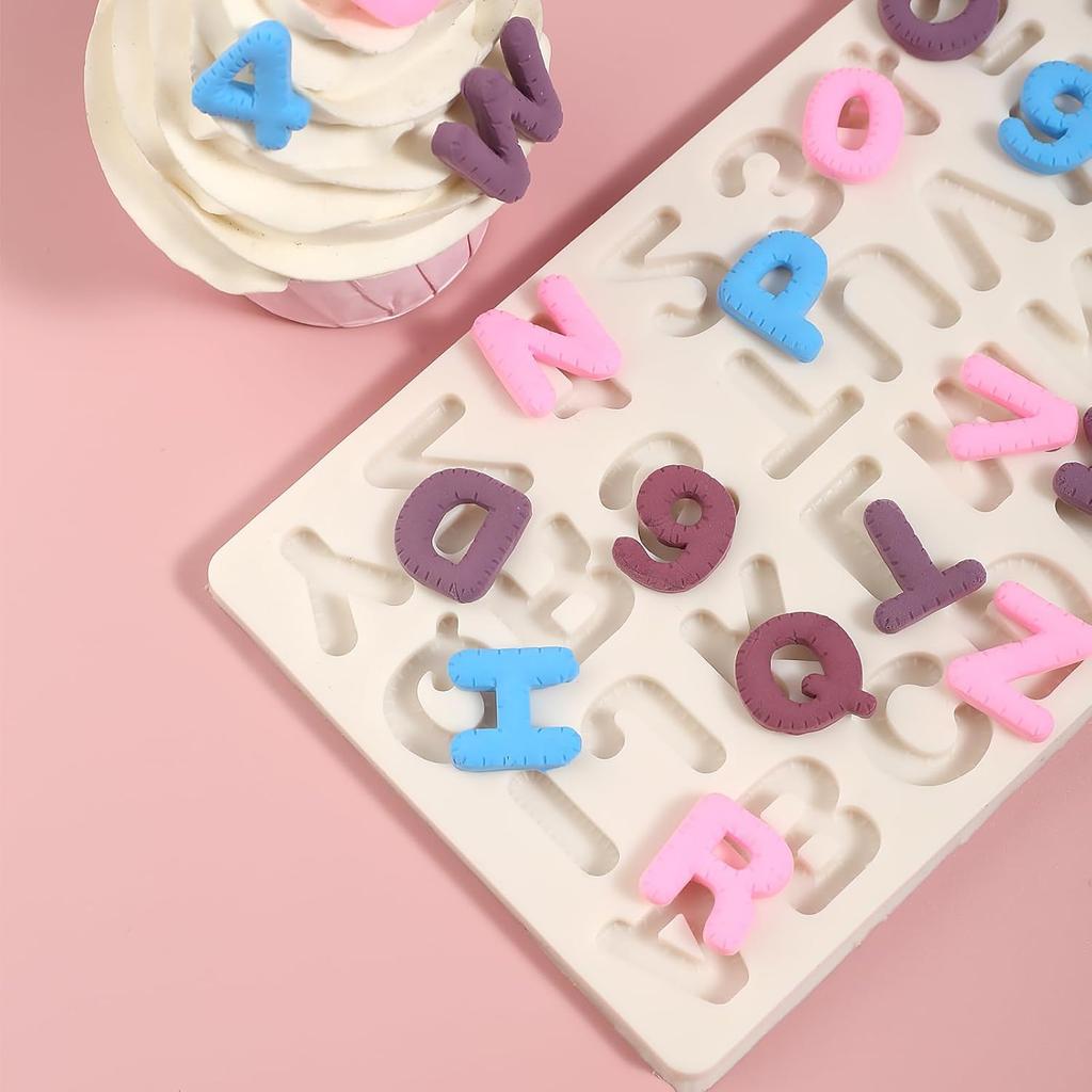 1 Pcs Alphabet Chocolate Fondant Mold, Number Silicone Molds, for Graduation Cake Decoration Cupcake Toppers Biscuit Candy Resin Clay Plaster Reble
