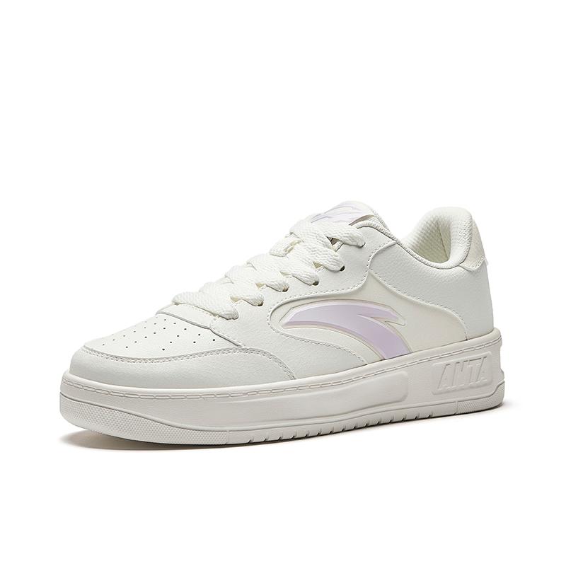 Anta Easy 2 Simple Versatile Height Increasing Wear Resistant Lightweight Non Slip Low Top Skate Shoes Women sneaker White Purple 922528002Q-2