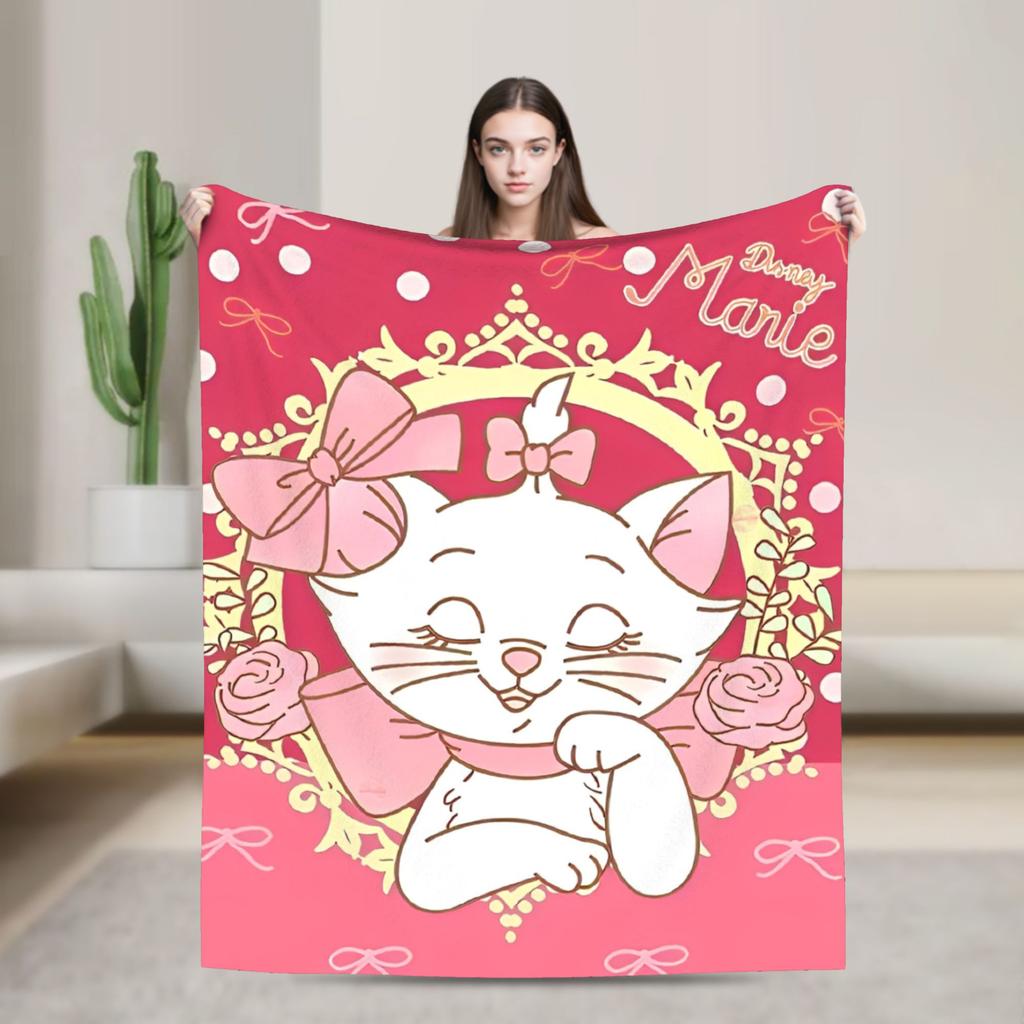 Marie Cat Cartoon  Warm Soft Blanket  Camping Plush Throw Blanket Fashion Home Decor Flannel Bedspread Sofa Bed Cover