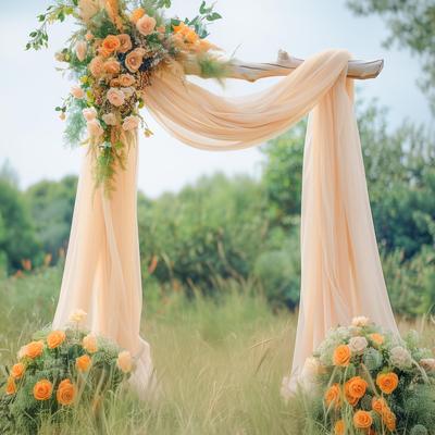 6/10M Chiffon Fabric Drapes for Wedding Arch Ceremony Reception Decorations Sheer Fabric Curtains for Party Stage Bridal Shower