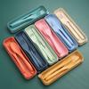 Eco Friendly Wheat Straw Portable Cutlery Set Fork Spoon Knife Reusable Lightweight Travel Utensils with Carrying Case
