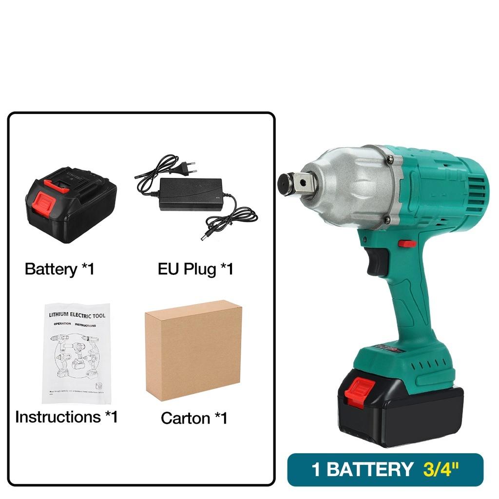 388vf 3/4 Inch 1900NM Brushless Cordless Electric Impact Wrench Power Tool 19800Amh Li Battery For 18V Battery