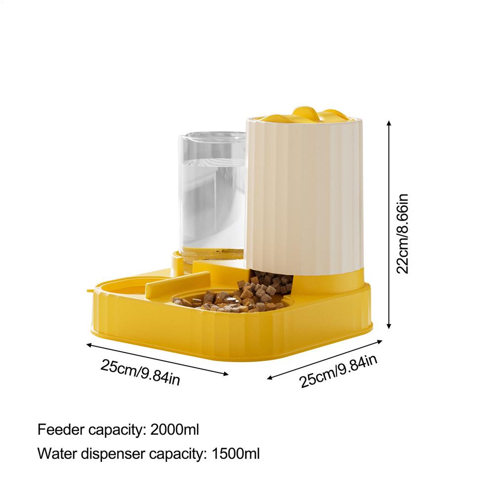 

Автоматическая кормушка для кошек большой вместимости, диспенсер для воды, миска, дозатор корма для собак и кошек, поилка для щенков, котят, мелких животных жёлтый