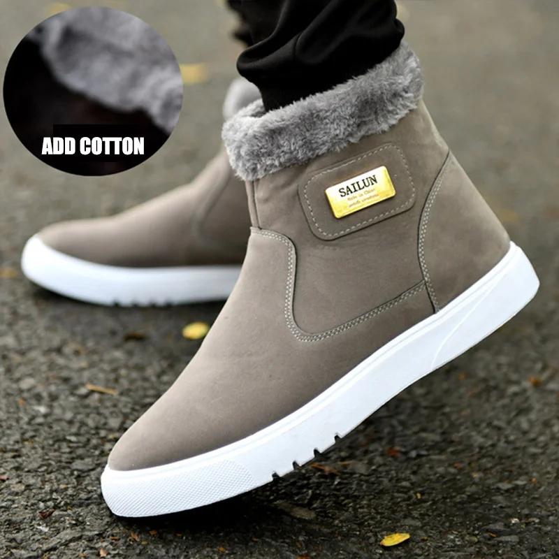Fashion Winter Warm Men Boots Leather Shoes Men Winter Snow Boots High-top Men's Casual Shoes With Fur Plus Size Velvet Ankle Boots Male