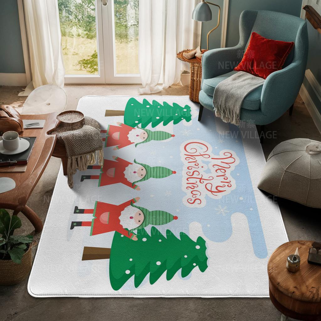 House Entrance Carpet Home Door Mat Living Room Bath Foot Bathroom Non-slip Water Absorption Rugs Bath Merry Christmas Winter