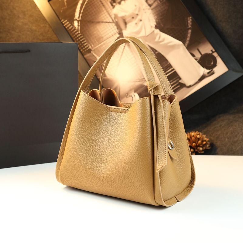 Single Shoulder Messenger Bag Commuter Leather Handbag Premium Niche Design Bucket Bag Vegetable Basket