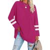 2022 Women's Loose Color Block T-Shirt with Drop Shoulder Sleeves and Round Neck