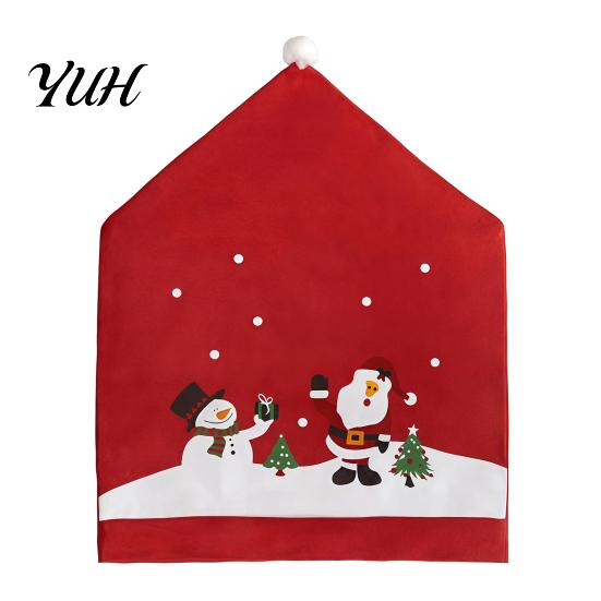 Universal Dining Chair Covers Christmas Santa Snowman Cover, Festive Slipcover, Decorative Back Xmas Party Supplies Reusable