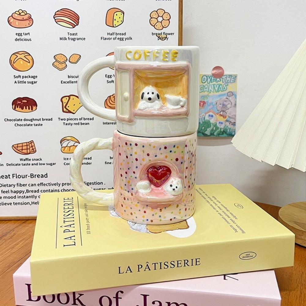 320 ml Puppy Ceramic Milk Cup Pearlescent Tea Cup Water Cup Coffee Mug Valentine's Day Present