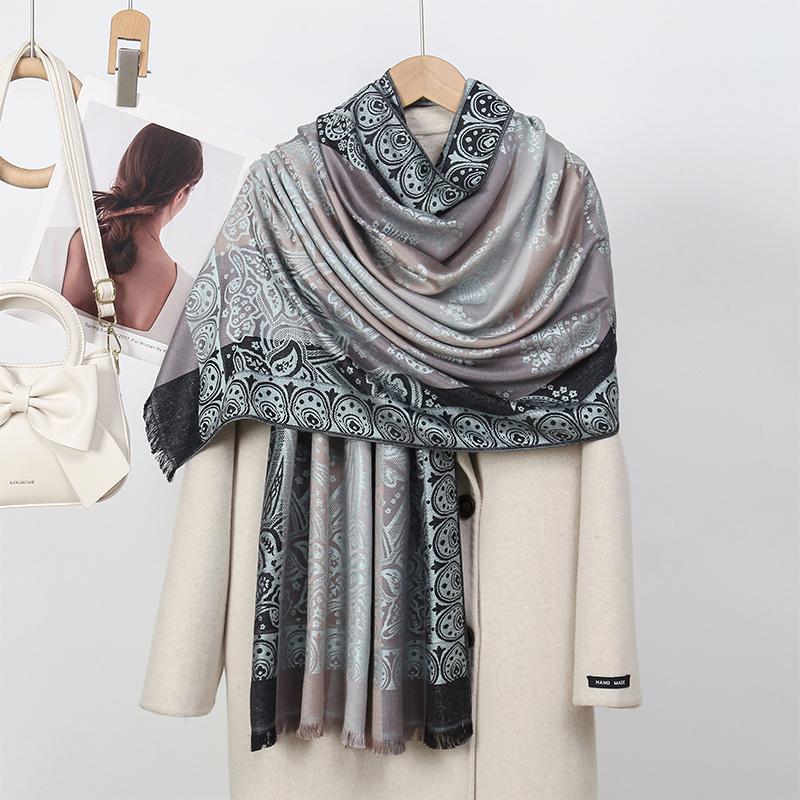 Luxury Brand Autumn Cashmere Pashmina Shawl Lady Wrap Warm Winter Scarves Design Print Female Foulard Cotton Stoles Scarf