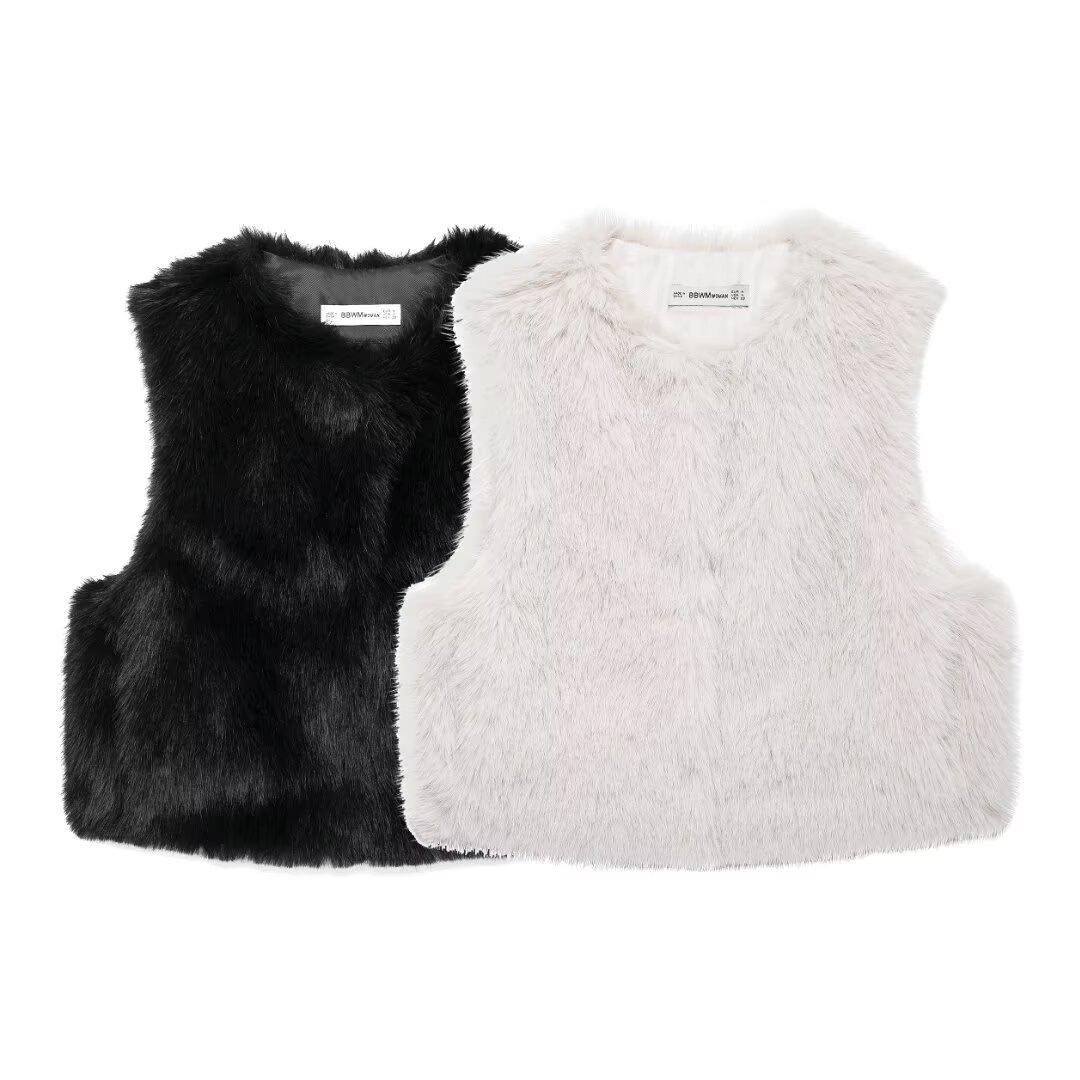 

European & American Style Women s Autumn Fashion Faux Fur Vest L светло-серый