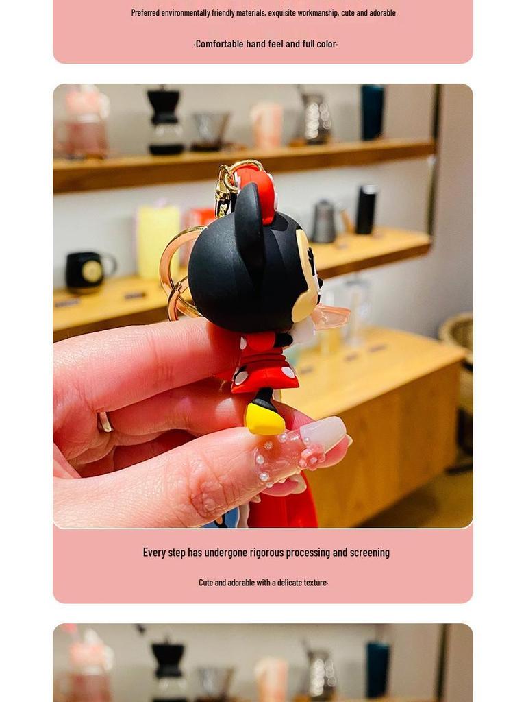 Genuine Lotso Mickey Plush Keychain - Creative Couple Bag Pendant Car Keyring Small Gift.