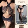 Sexy underwear women's sexy tight neck lace secretary uniform soft yarn hip skirt nightdress set A