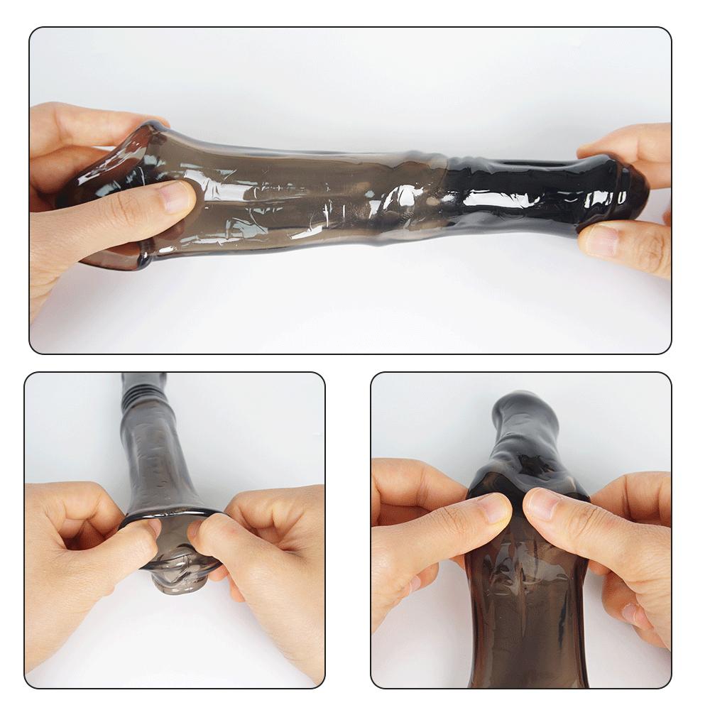 Penis Sleeve Extender Enlargement Reusable Condom Sex Toys for Men Extension Dicks Delay Ejaculation Cock Ring Adult