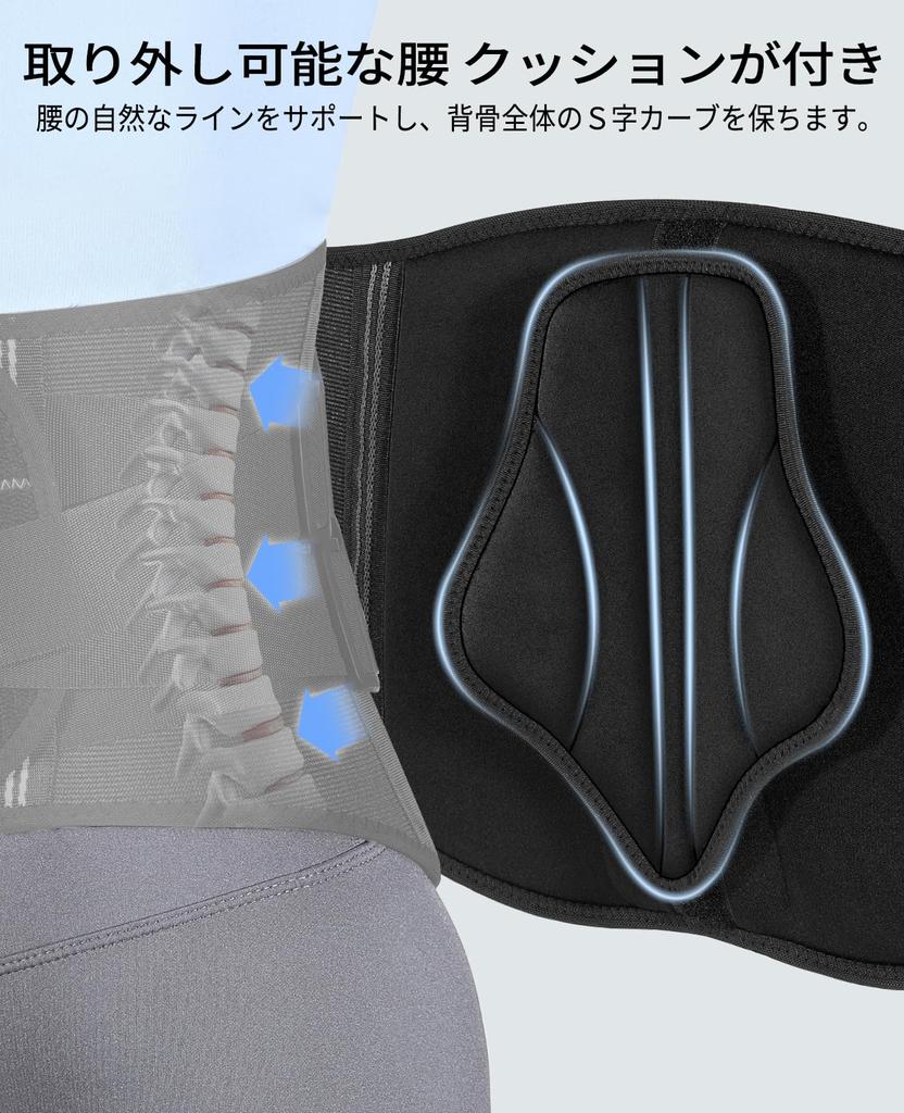 Patented PUROKUTA Lumbar Support Belt for Lower Back Pain by Unisex Lumbar Corset with 3D Biomechanical Breathable Mesh Adjustable for and Everyday