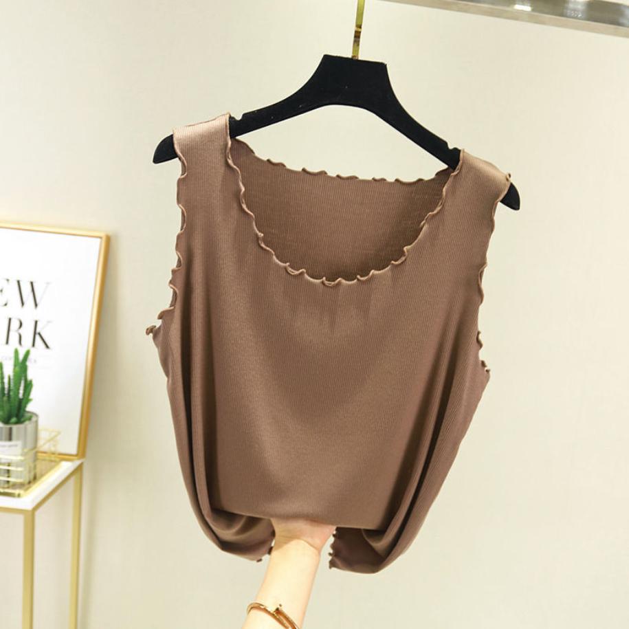 WTEMPO Wave Edge Suspender Vest Women's Summer Modal Bottoming Shirt Thread Sleeveless Slim Fit Inner Top
