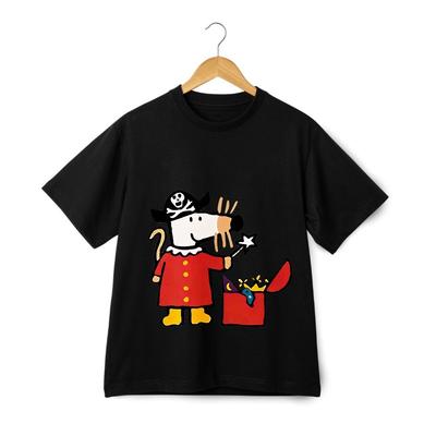 Piraten-Maisy Cartoon Freizeit-T-Shirt, Unisex-Tee in Schwarz und Weiß
