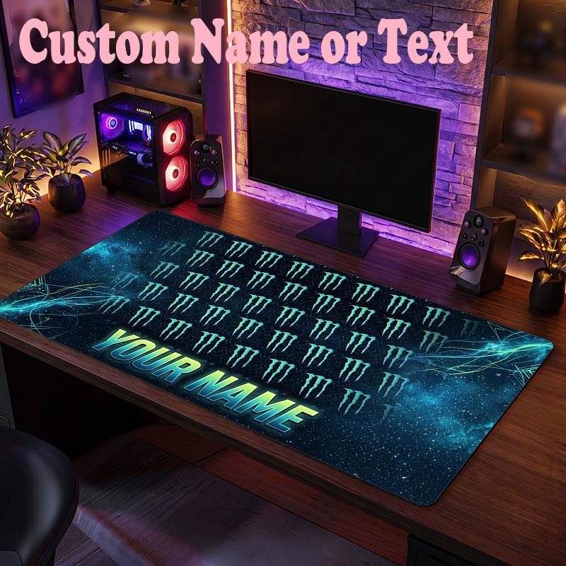 Tappetino per Mouse Personalizzato con Nome Testo Monster Energy, Tappetino Grande per Scrivania, Regalo Personalizzato per Ufficio di Casa