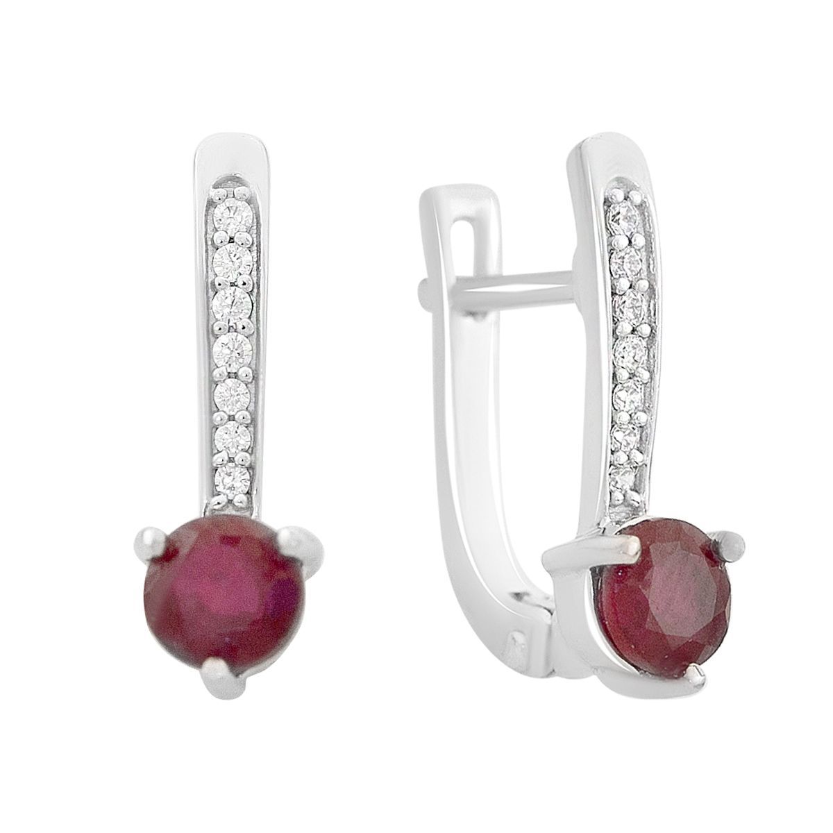 

Срібні сережки з блакитним кварцом і фіанітами. (2165347) rubine червоний колір