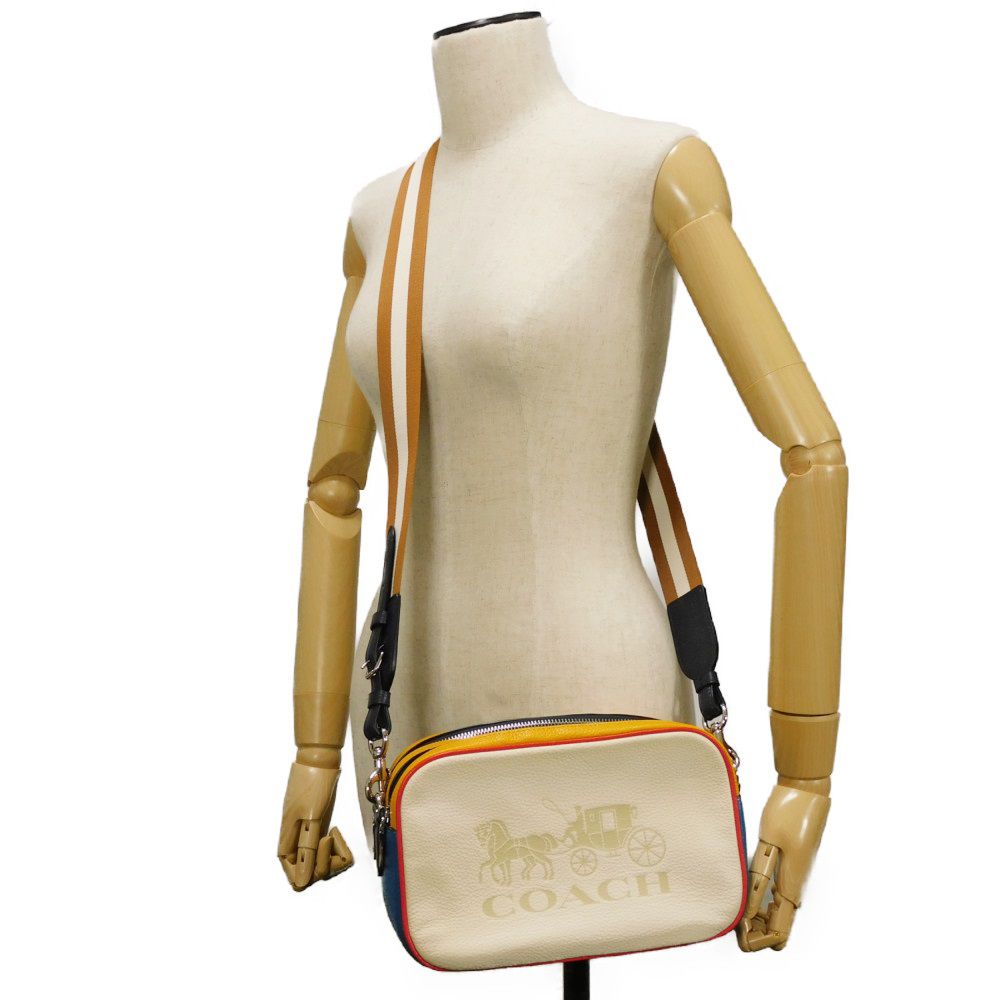 Used 9726 Jess Crossbody 3041 7921 Logo Embossed Multi Color Block Unused Horse and Carriage Chalk Unisex from Japan