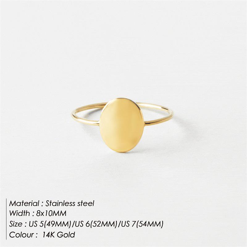 eManco Women's Gold-Plated Stainless Steel Geometric Oval Ring