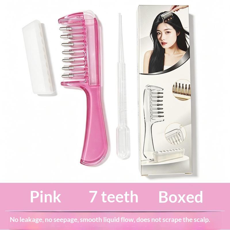 Unisex Transparent Essential Oil Applicator Massage Comb With Built-In Liquid Reservoir Rolling Metal Teeth