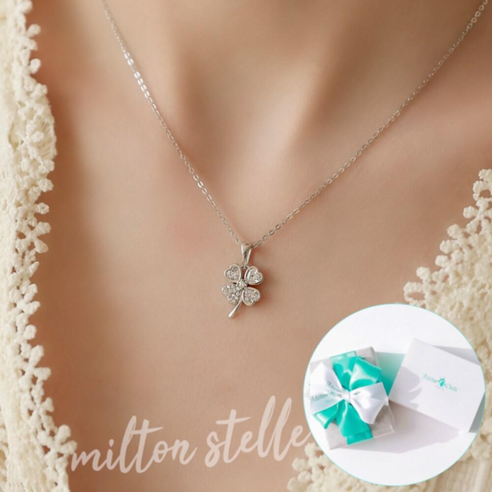[92.5 Silver/Halona] Clover Lucky 92.5 Silver Necklace++