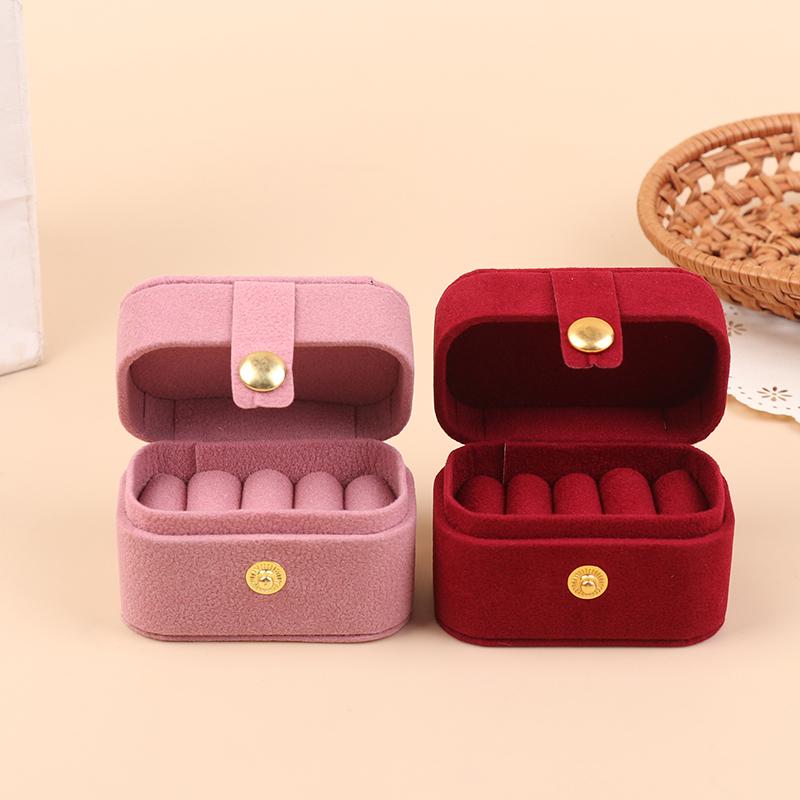 Mini Portable Jewelry Storage Bag Travel Simple Leather Or Velvet Ring Necklace Earrings Storage Box Organizer Display Gift Box