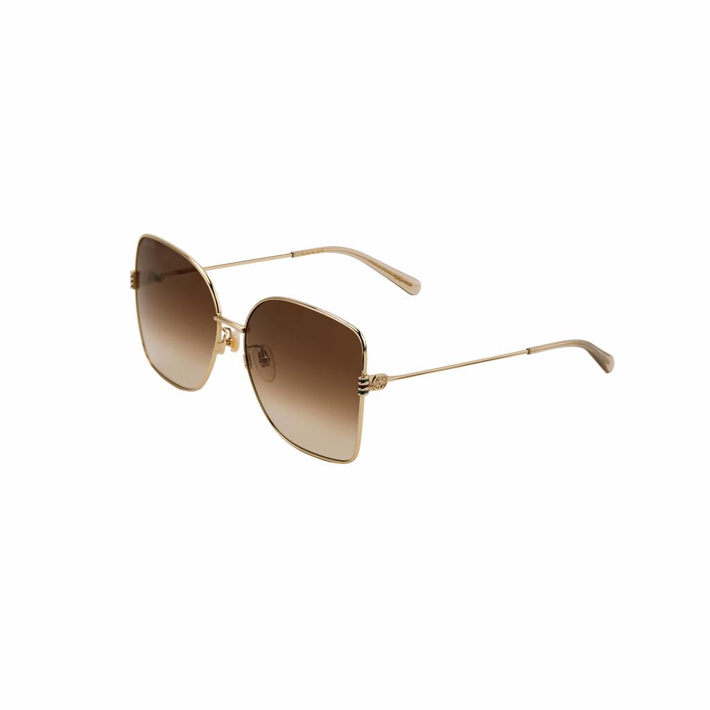 GUCCI alloy frame gold frame brown lenses alloy irregular sunglasses women's models