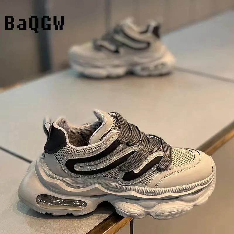 Casual Shoes for Men Streetwear Walking Shoes Sneakers Thick Bottom Running Basketball Shoes Mesh Breathable Male Sneakers